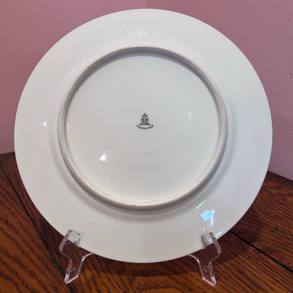 H & C Selb Bavaria Gold and White Floral Cabinet Plate - Picture 7 of 8